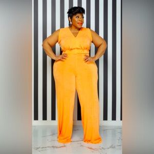Womens plus size bright orange jumpsuit size 1X